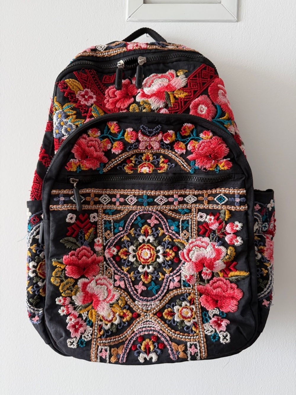 Johhny Was - Embroidered Floral Black Backpack w/ Laptop Sleeve - Women Bags